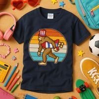 Retro Fourth 4th of July Firecracker Rocket Bigfoot Kids T-Shirt thumb 3