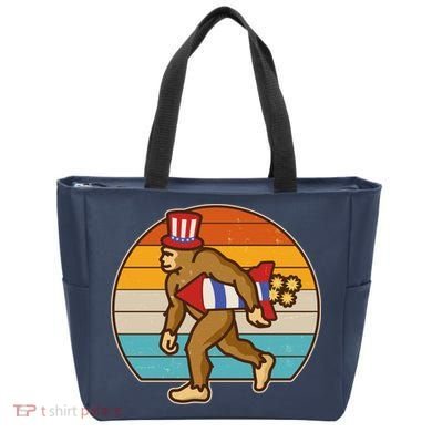 Retro Fourth 4th of July Firecracker Rocket Bigfoot Tote Bag