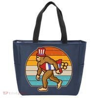 Retro Fourth 4th of July Firecracker Rocket Bigfoot Tote Bag thumb 0