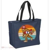 Retro Fourth 4th of July Firecracker Rocket Bigfoot Tote Bag thumb 2