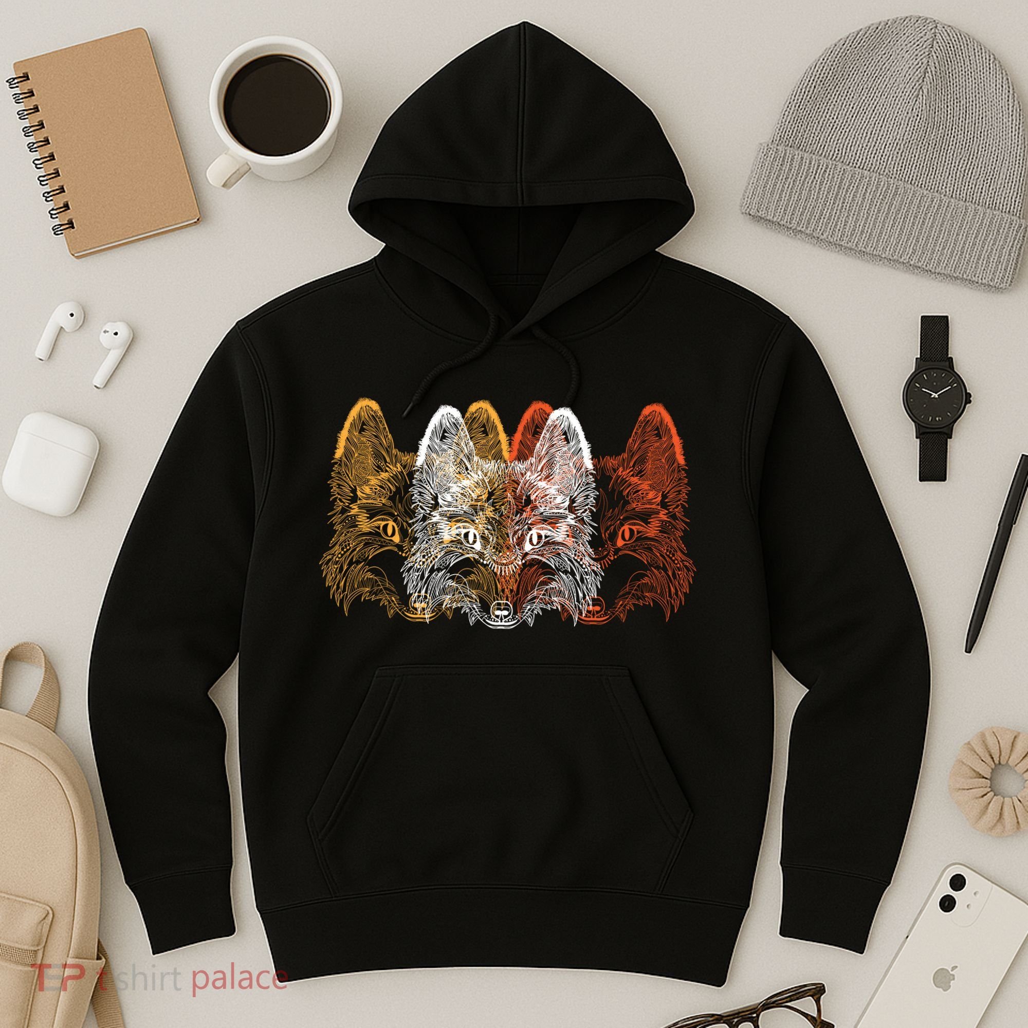 Retro Fox Faces Hoodie