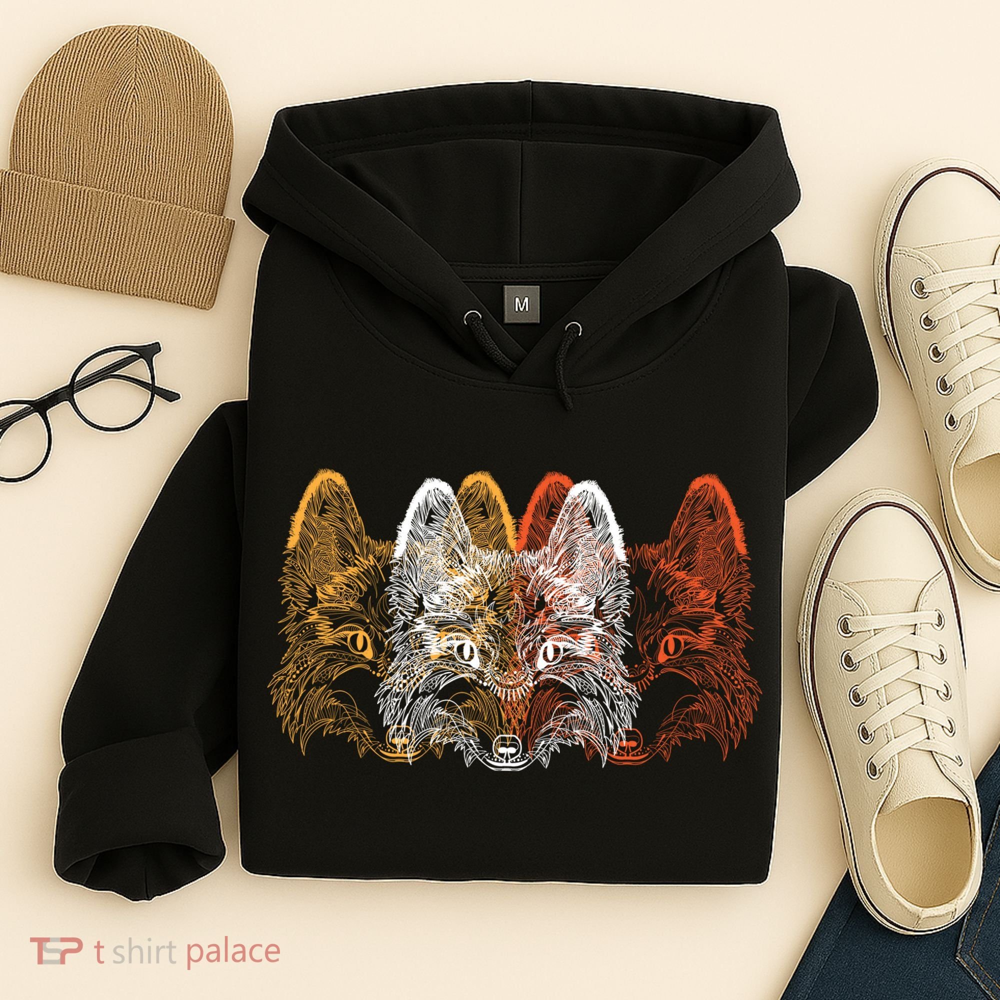 Retro Fox Faces Hoodie