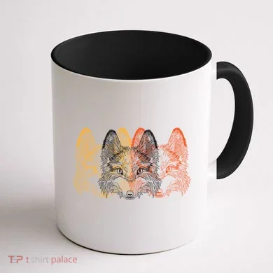 Retro Fox Faces Coffee Mug back