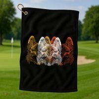 Retro Fox Faces Golf Towel thumb 1