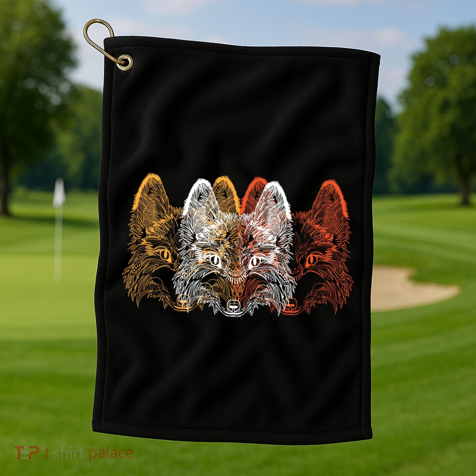 Retro Fox Faces Golf Towel