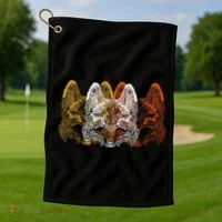Retro Fox Faces Golf Towel thumb 1
