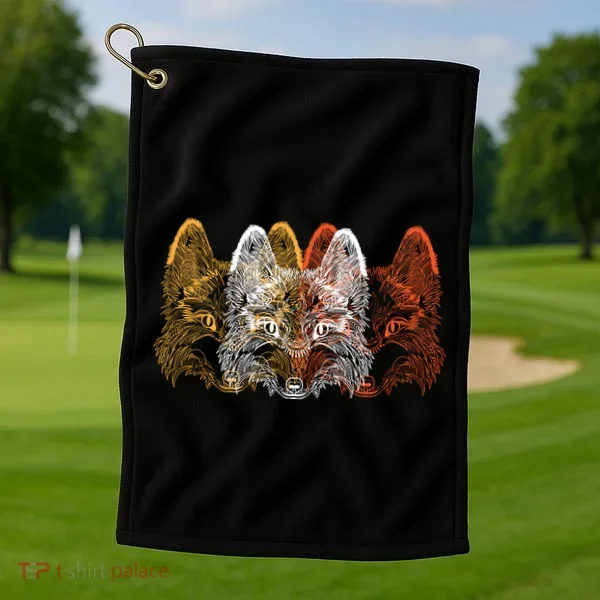 Retro Fox Faces Golf Towel