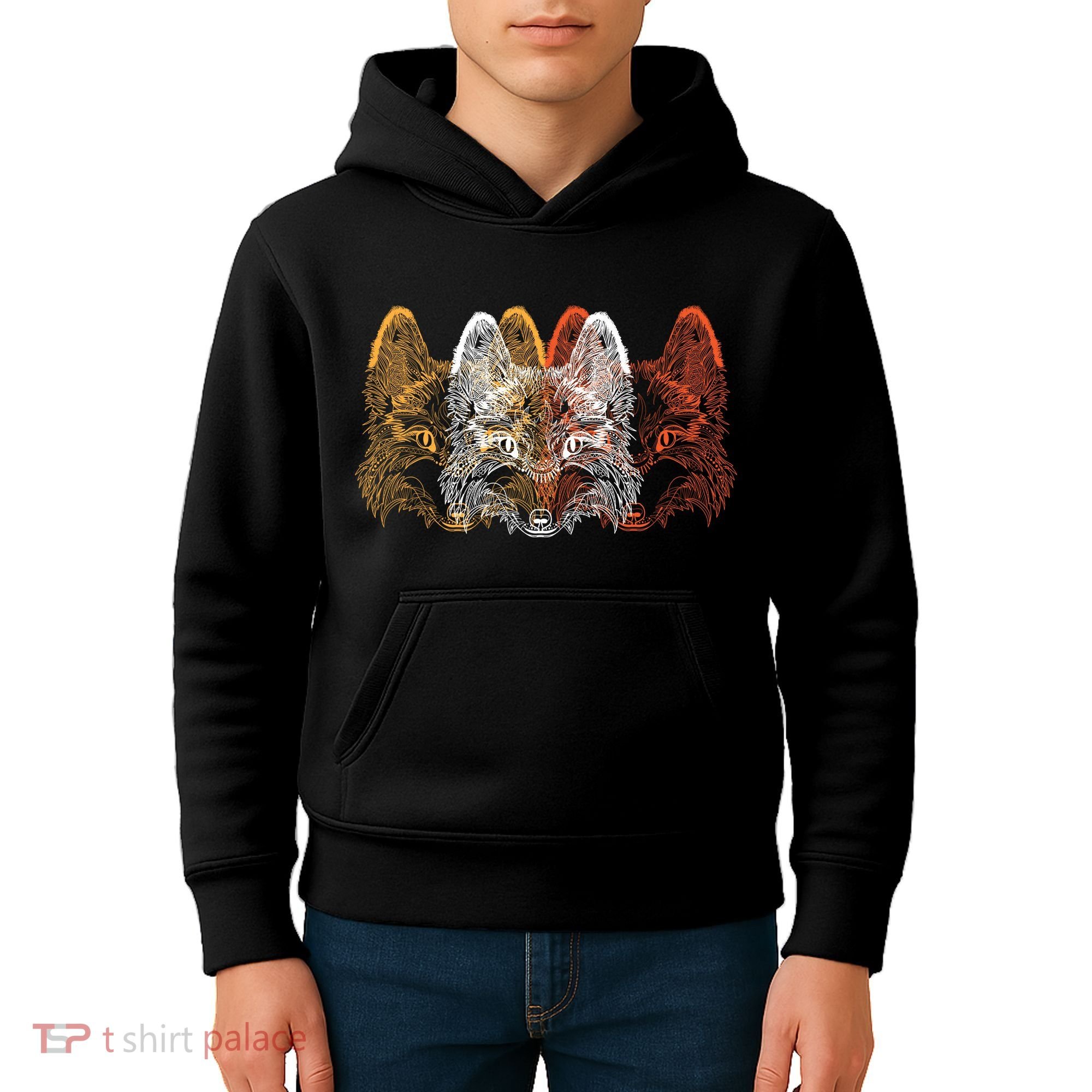 Retro Fox Faces Kids Hoodie