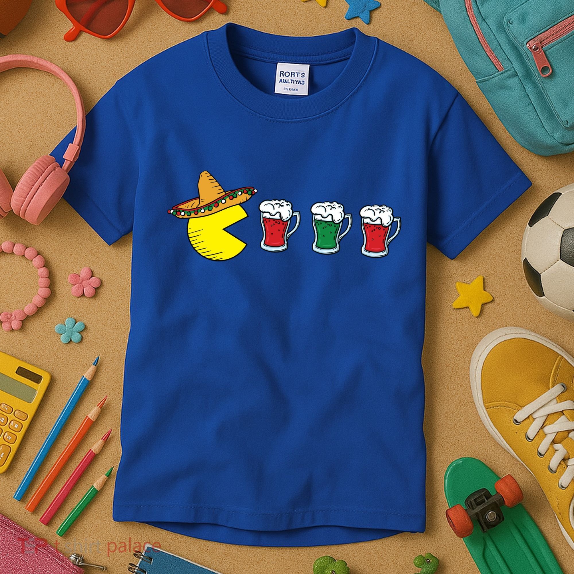 Retro Funny Cinco De Mayo Gamer Mexican Beer Kids T-Shirt