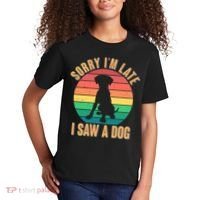 Retro Funny Sorry I'm Late I Saw A Dog Kids T-Shirt thumb 2