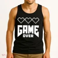 Retro Game Over Out Of Hearts Tank Top thumb 3