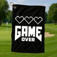 Retro Game Over Out Of Hearts Golf Towel thumb 1