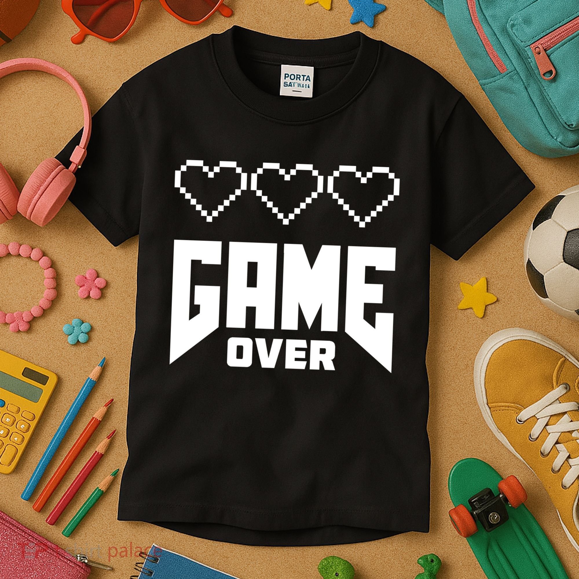 Retro Game Over Out Of Hearts Kids T-Shirt