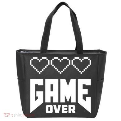 Retro Game Over Out Of Hearts Tote Bag