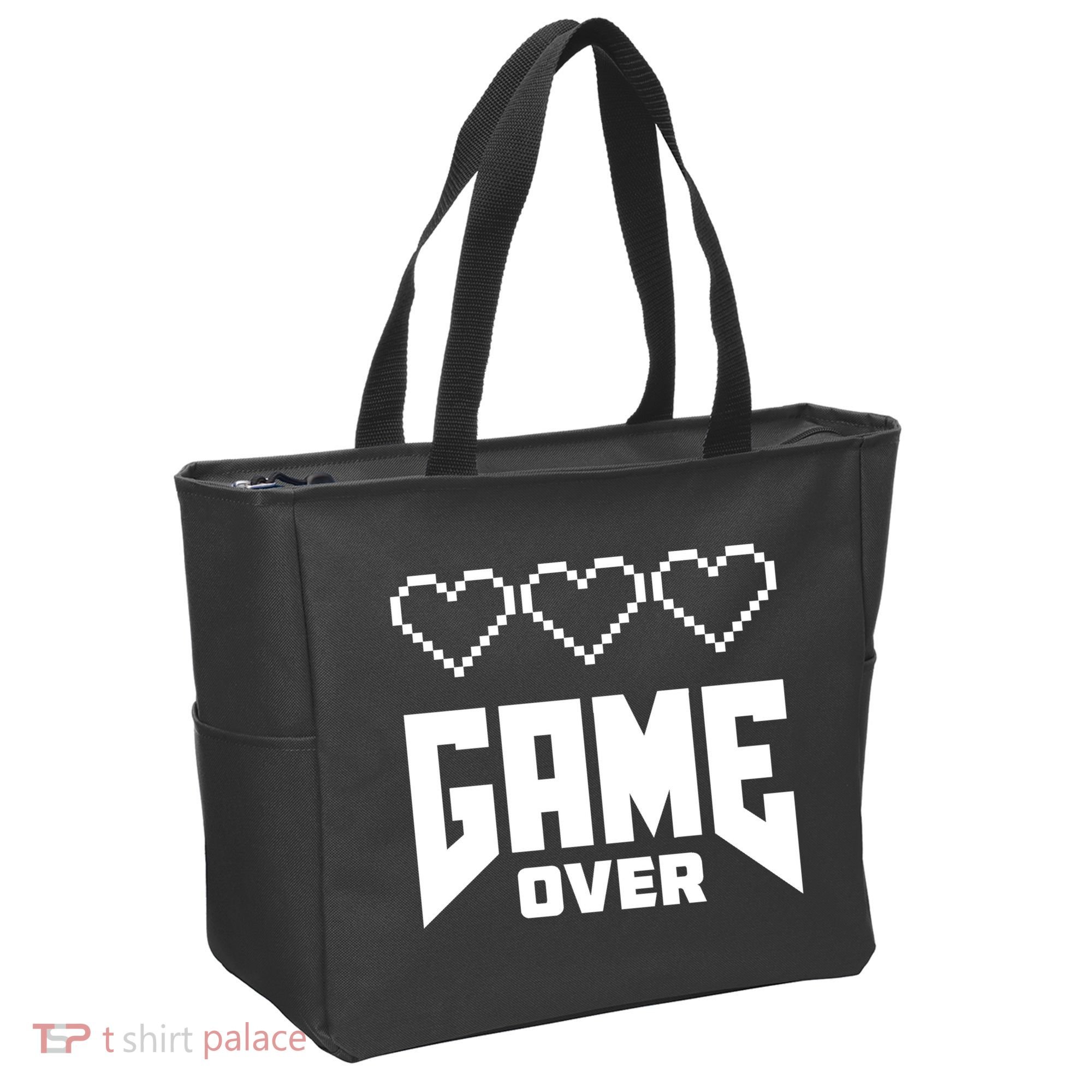 Retro Game Over Out Of Hearts Tote Bag