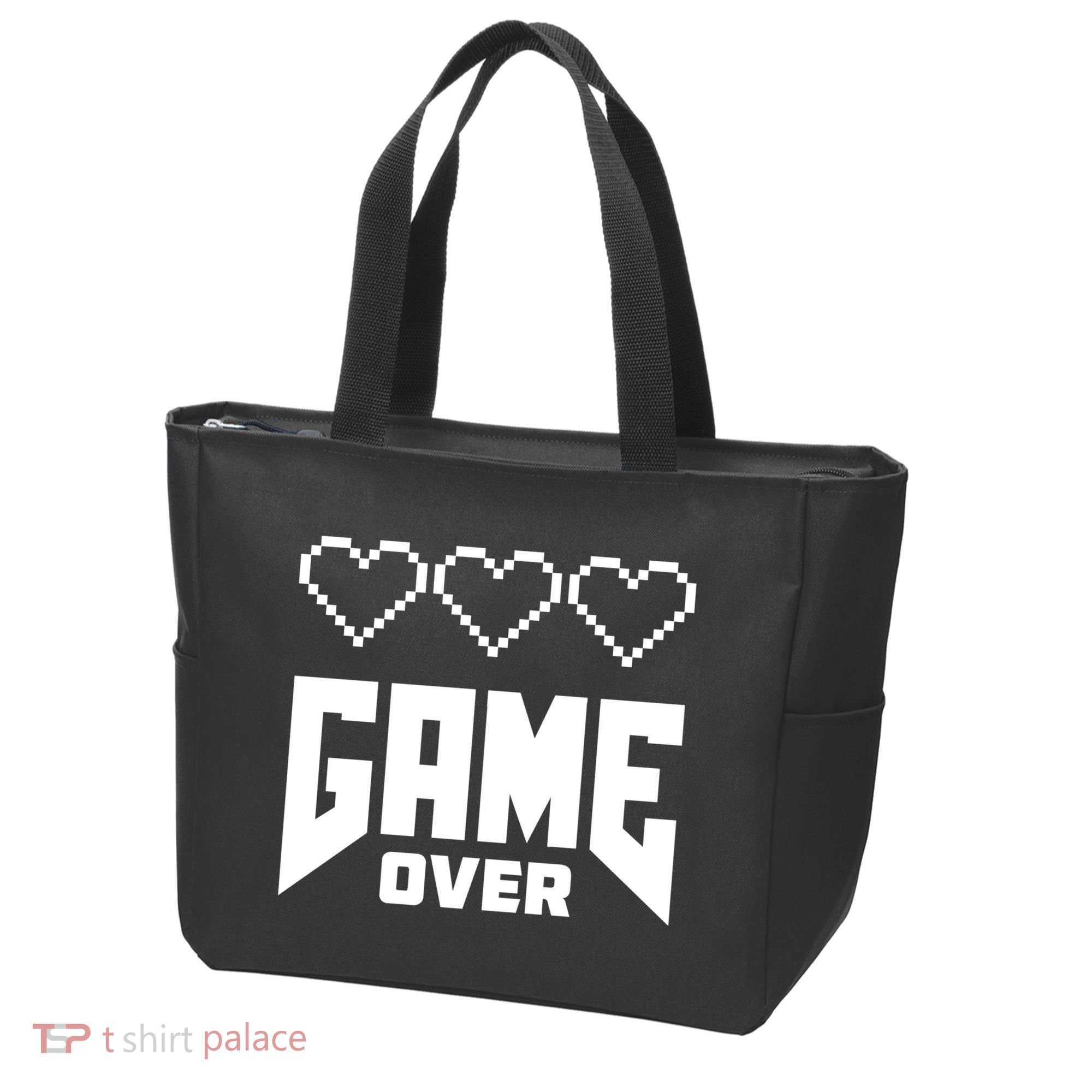Retro Game Over Out Of Hearts Tote Bag