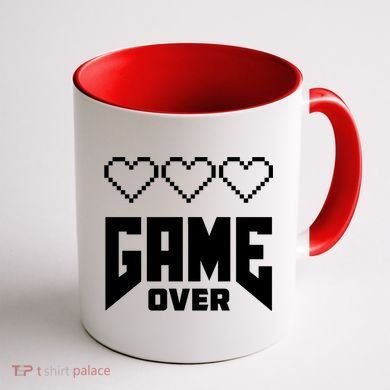 Retro Game Over Out Of Hearts Coffee Mug back