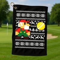 Retro Gamer Gaming Ugly Christmas Golf Towel thumb 1