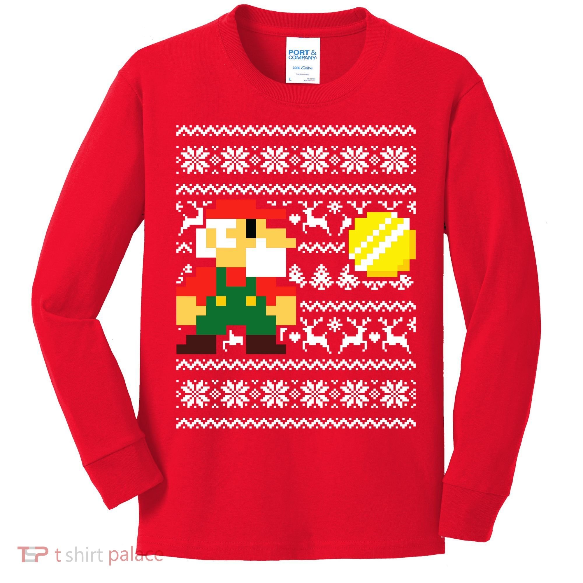 Retro Gamer Gaming Ugly Christmas Kids Long Sleeve Shirt