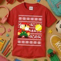 Retro Gamer Gaming Ugly Christmas Kids T-Shirt thumb 3