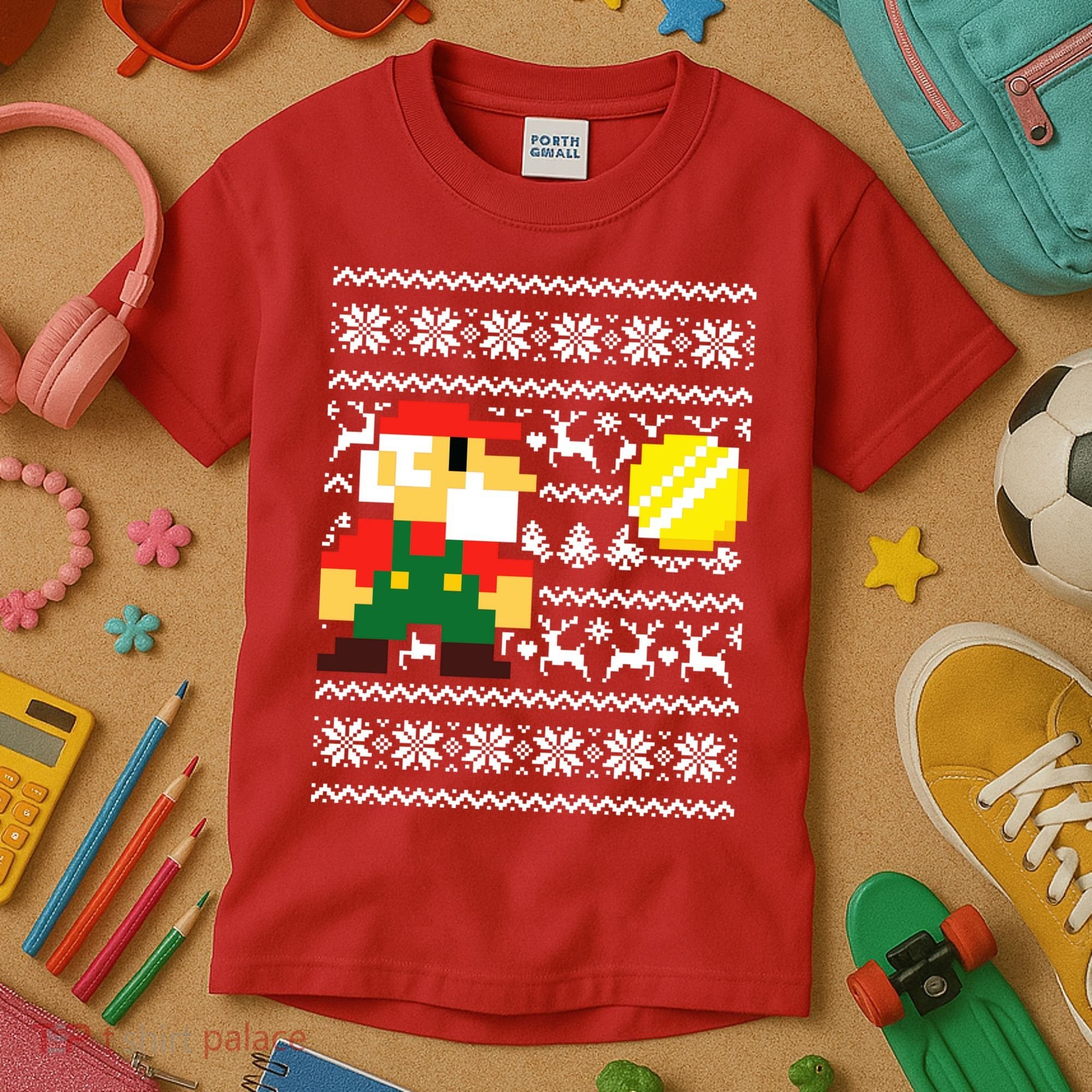 Retro Gamer Gaming Ugly Christmas Kids T-Shirt