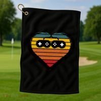 Retro Gamer Heart Golf Towel thumb 1