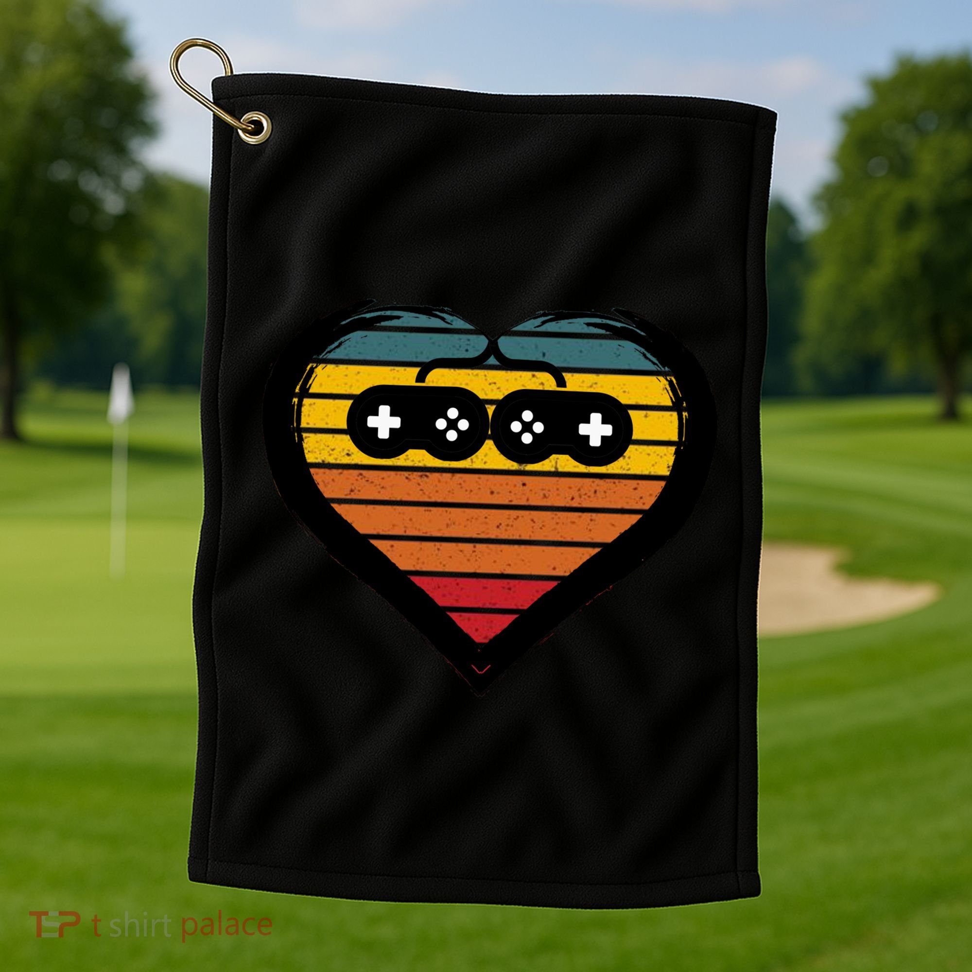 Retro Gamer Heart Golf Towel