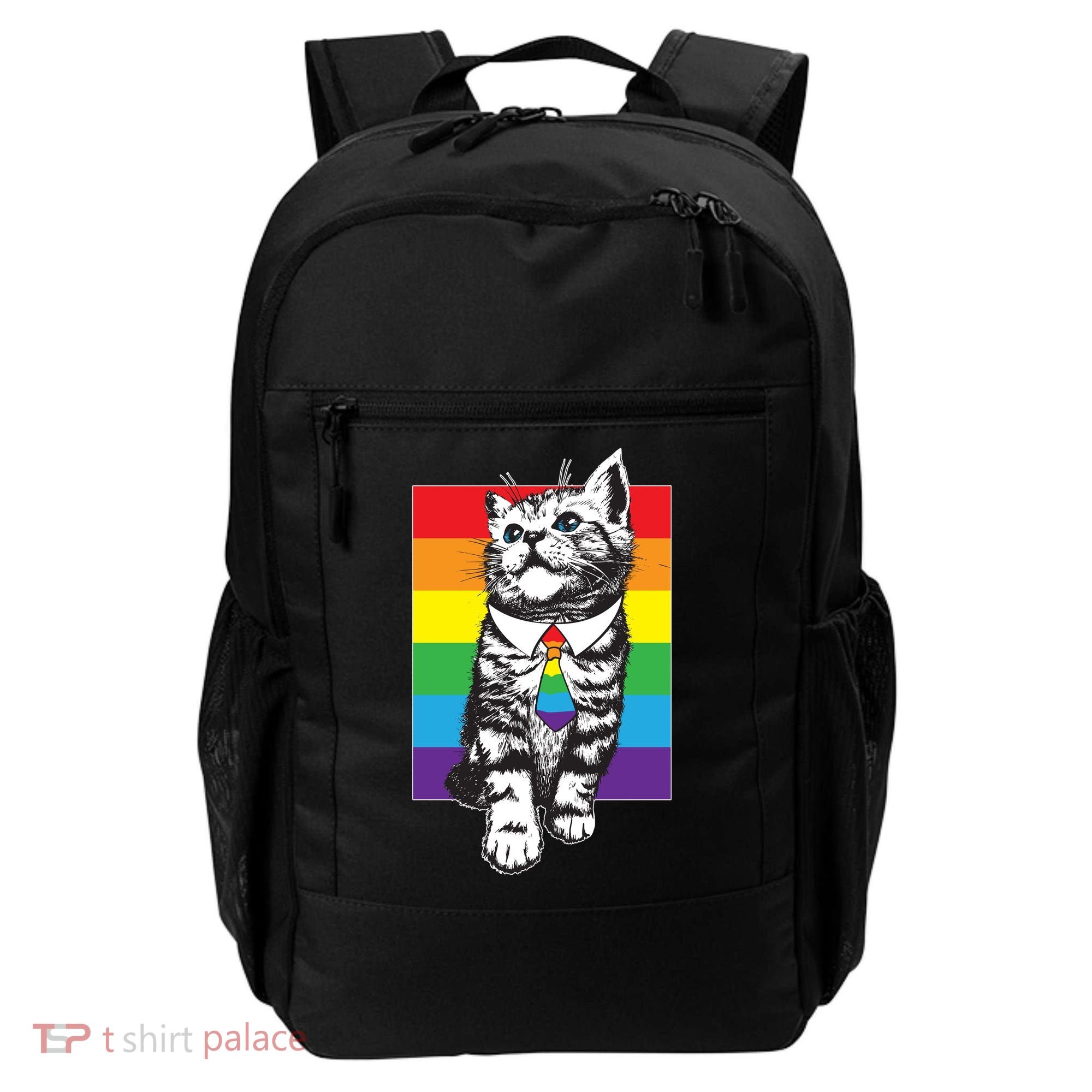Retro Gay Pride Ally Support Kitten Backpack