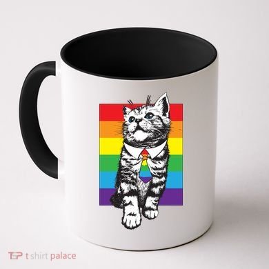 Retro Gay Pride Ally Support Kitten Coffee Mug