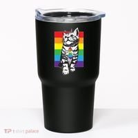 Retro Gay Pride Ally Support Kitten Tumbler thumb 0
