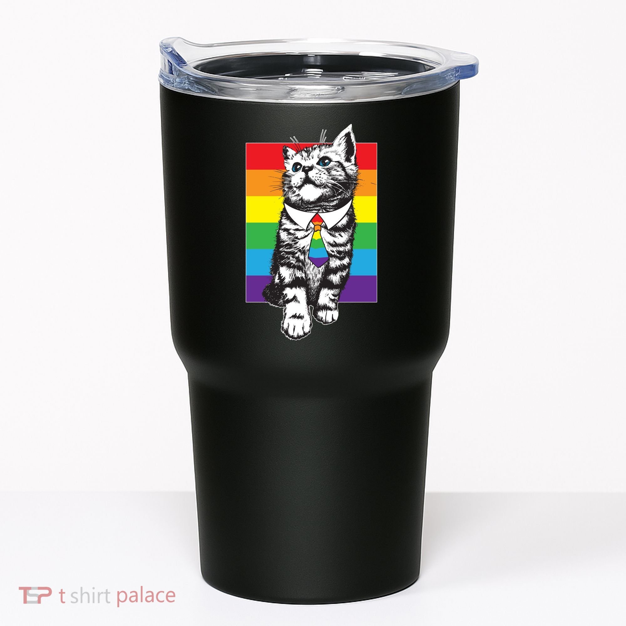 Retro Gay Pride Ally Support Kitten Tumbler
