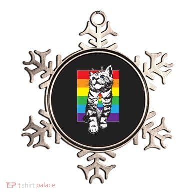 Retro Gay Pride Ally Support Kitten Ornament