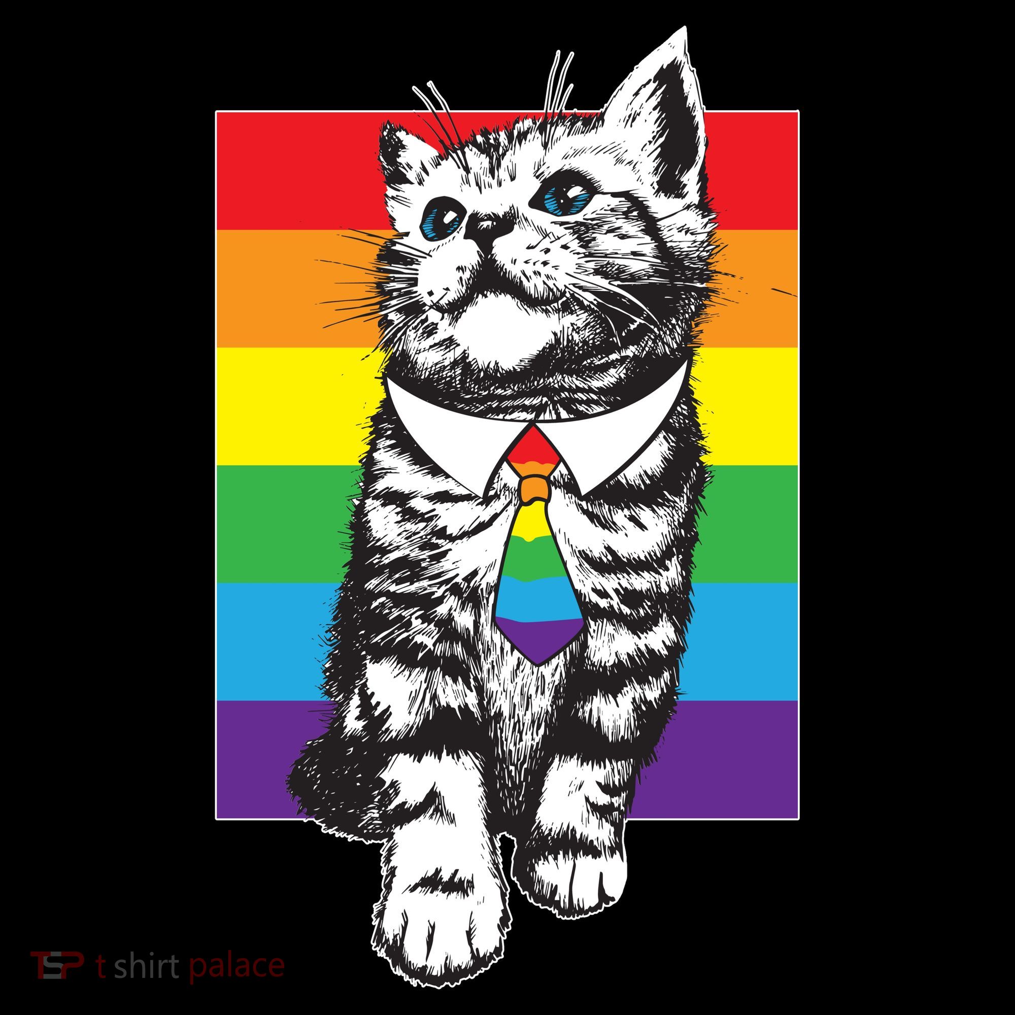 Retro Gay Pride Ally Support Kitten Ornament