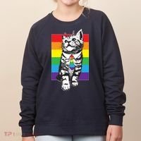Retro Gay Pride Ally Support Kitten Women's Sweatshirt thumb 0