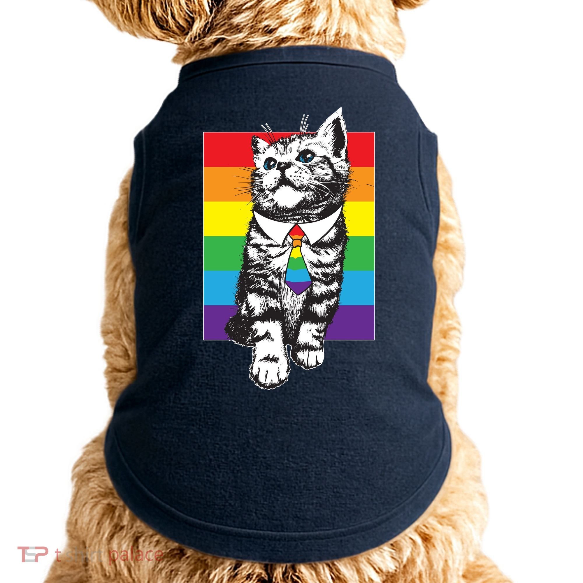 Retro Gay Pride Ally Support Kitten Doggie Tank