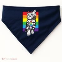 Retro Gay Pride Ally Support Kitten USA-Made Doggie Bandana thumb 0