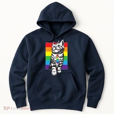 Retro Gay Pride Ally Support Kitten Hoodie