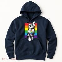 Retro Gay Pride Ally Support Kitten Hoodie thumb 0