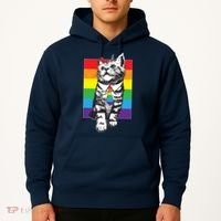 Retro Gay Pride Ally Support Kitten Hoodie thumb 2