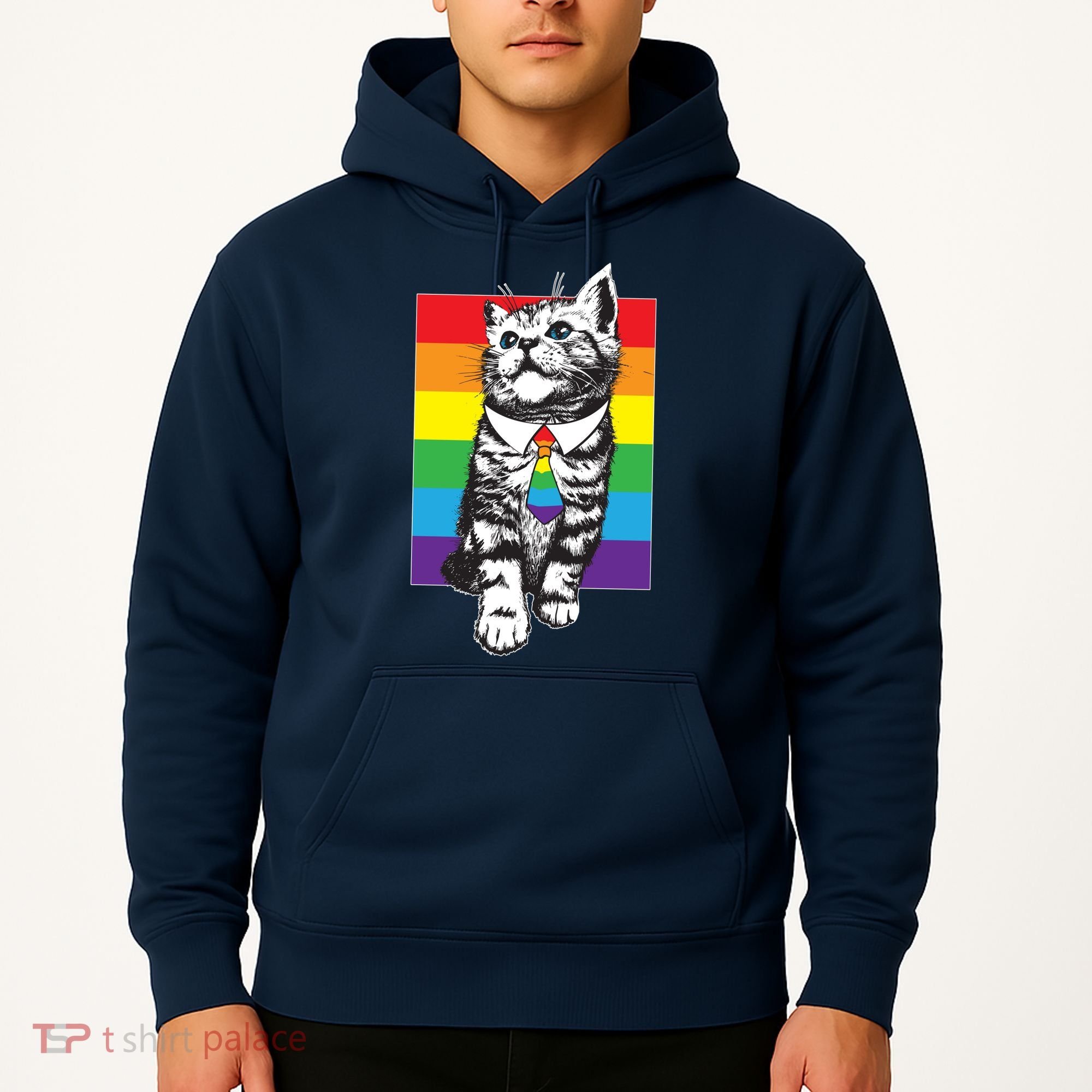 Retro Gay Pride Ally Support Kitten Hoodie