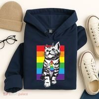 Retro Gay Pride Ally Support Kitten Hoodie thumb 4