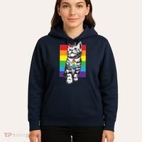 Retro Gay Pride Ally Support Kitten Hoodie thumb 5