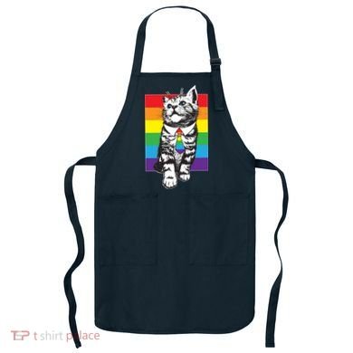 Retro Gay Pride Ally Support Kitten Apron