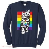 Retro Gay Pride Ally Support Kitten Sweatshirt thumb 0