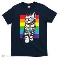 Retro Gay Pride Ally Support Kitten T-Shirt thumb 0