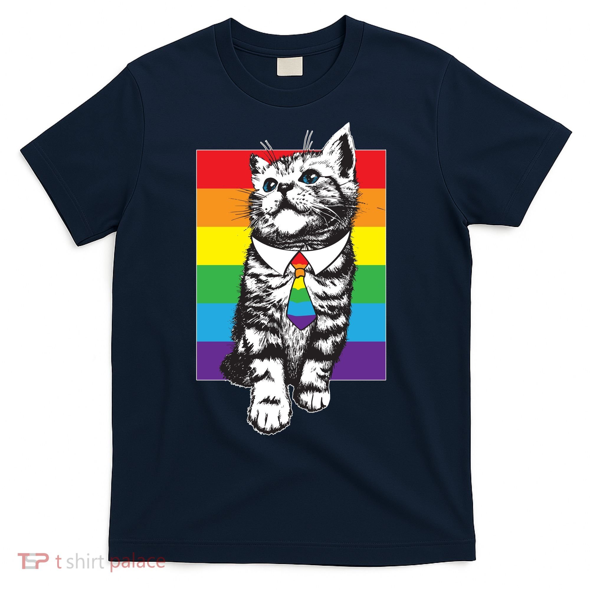 Retro Gay Pride Ally Support Kitten T-Shirt
