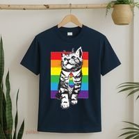 Retro Gay Pride Ally Support Kitten T-Shirt thumb 2