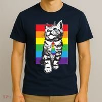 Retro Gay Pride Ally Support Kitten T-Shirt thumb 3