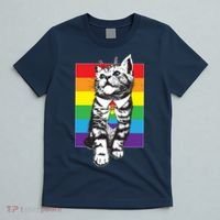 Retro Gay Pride Ally Support Kitten T-Shirt thumb 5