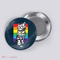 Retro Gay Pride Ally Support Kitten Button thumb 0
